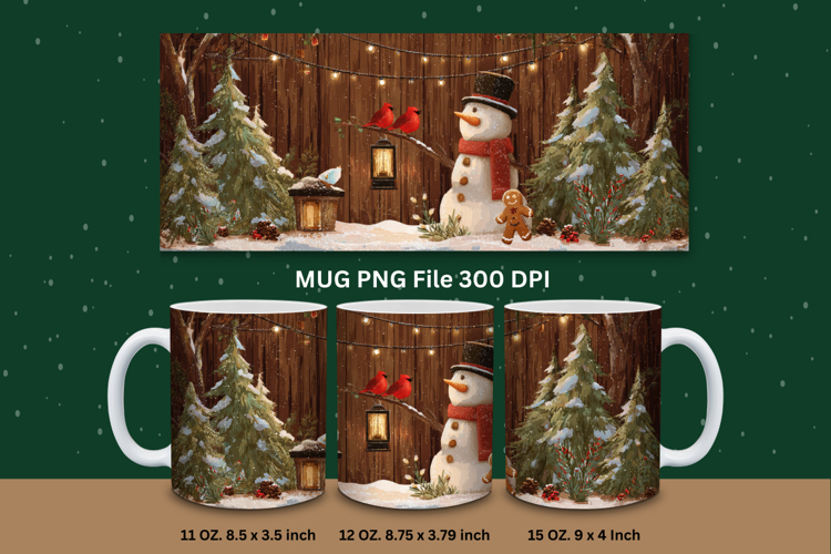 Christmas Mug Snowflakes Winter Mug Snowman Sublimation_215