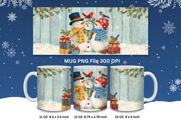 Christmas Mug Snowflakes Winter Mug Snowman Sublimation_220