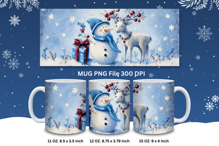 Christmas Mug Snowflakes Winter Mug Snowman Sublimation_221
