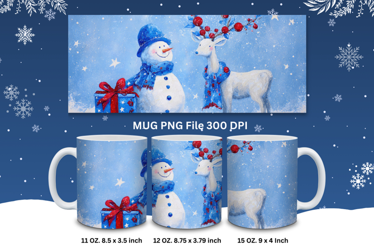 Christmas Mug Snowflakes Winter Mug Snowman Sublimation_222