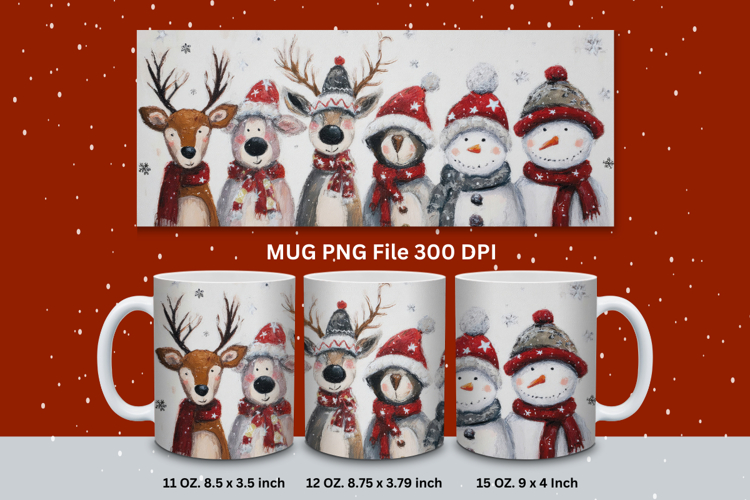 Christmas Mug Snowflakes Winter Mug Snowman Sublimation_224