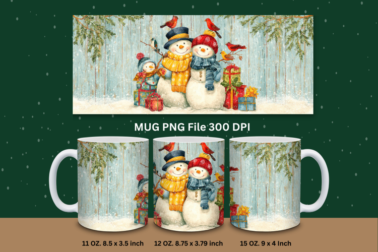 Christmas Mug Snowflakes Winter Mug Snowman Sublimation_225