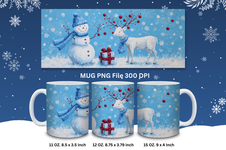 Christmas Mug Snowflakes Winter Mug Snowman Sublimation_226