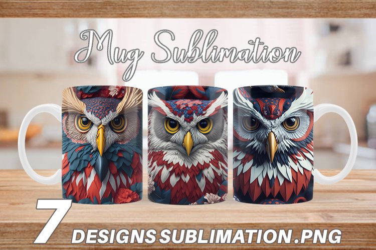 4th Of July | 3D Owl American Patriotic Mug Wrap
