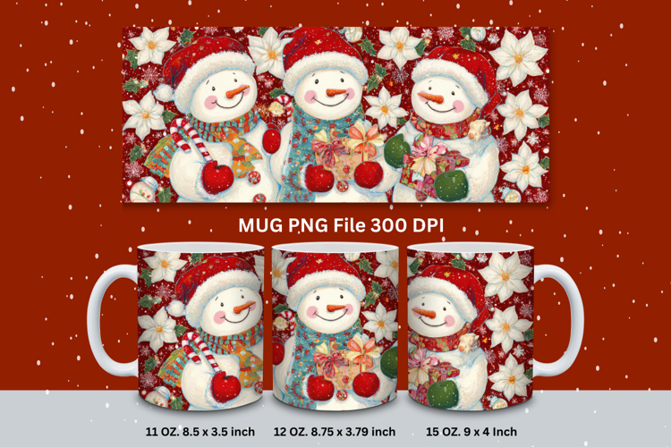 Christmas Mug Snowflakes Winter Mug Snowman Sublimation_35