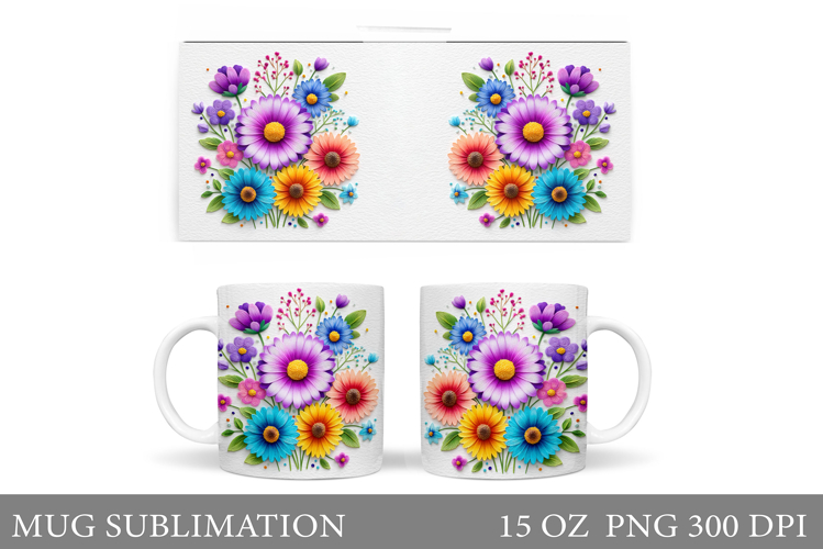 Flowers Mug Sublimation. Wildflowers Mug Design