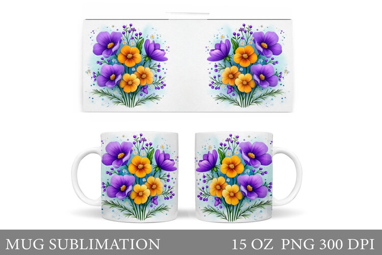 Flowers Mug Sublimation. Wildflowers Mug Design example image 1