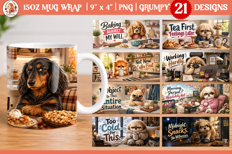 Funny grumpy dog 15oz mug wrap bundle| 15oz mug sublimation
