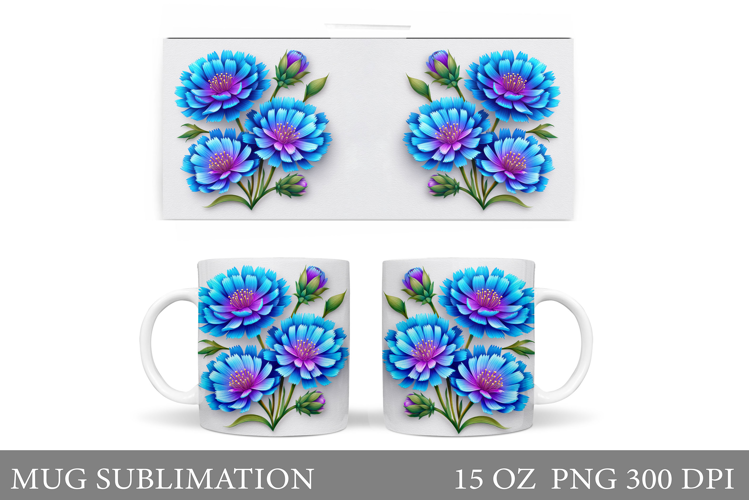Floral Mug Sublimation. Flowers Mug Wrap Design