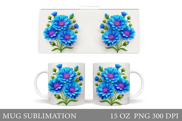 Flowers Mug Sublimation. Floral Mug Wrap Design