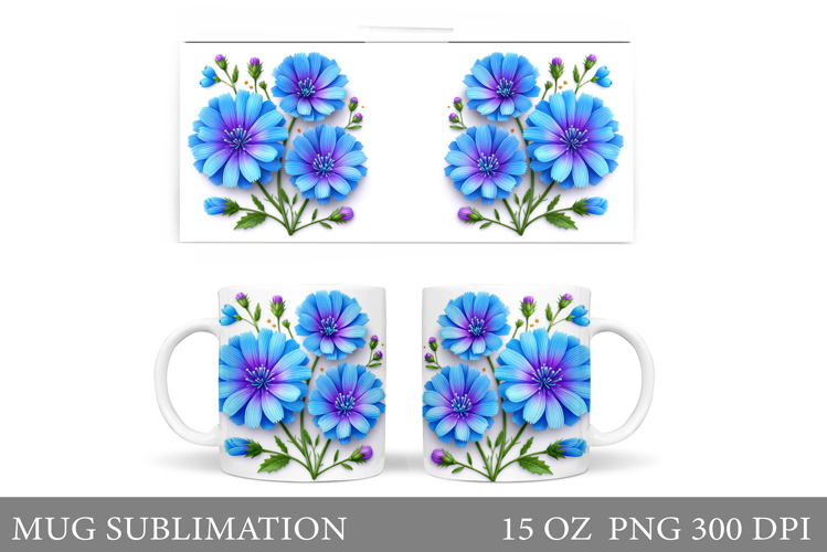 Flowers Mug Wrap Design. Wildflowers Mug Sublimation