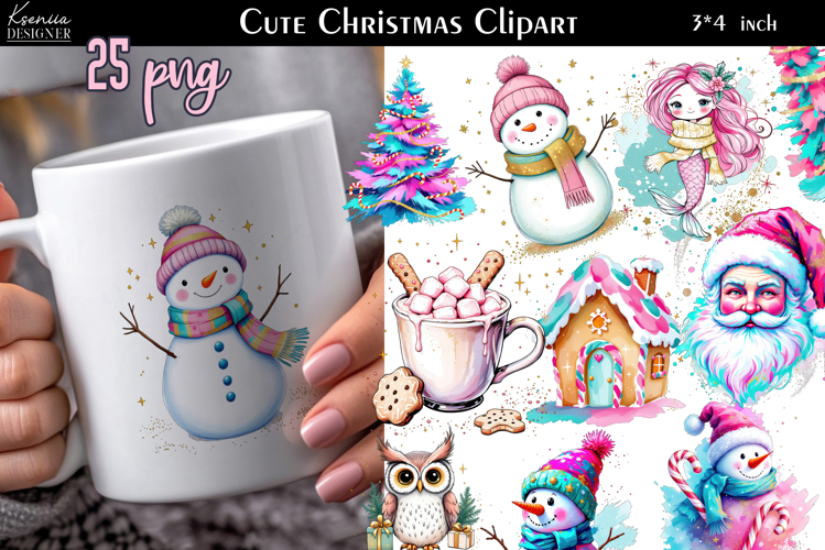 Pastel Cozy Cute Merry Christmas Mug Sublimation Bundle
