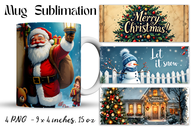 Christmas mug cup wrap sublimation printable designs