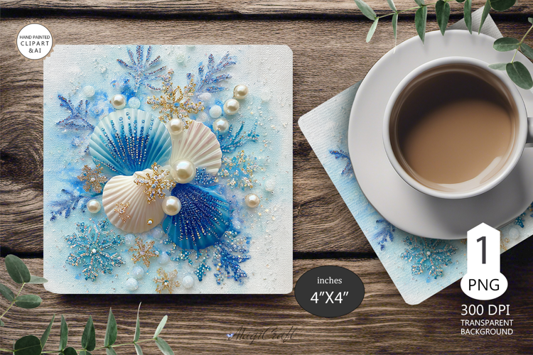 Seashells Mug coaster | Coaster Mug Sublimation | Starfish