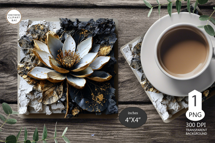Mug coaster 3D lotus| Mug Coaster Sublimation flowers