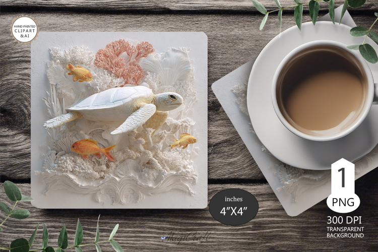 3D Sea turtle Mug coaster | Coaster Mug | underwater world