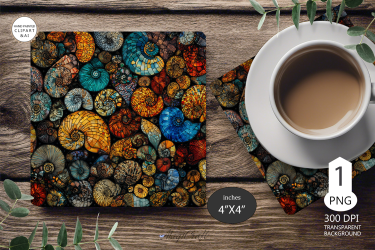 Seashells Mug coaster | Coaster Mug Sublimation | seashells