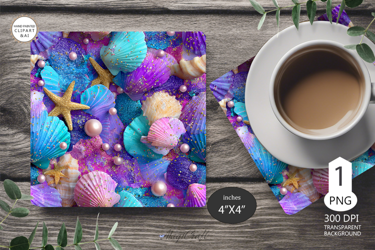 Seashells Mug coaster | Coaster Mug Sublimation | Starfish