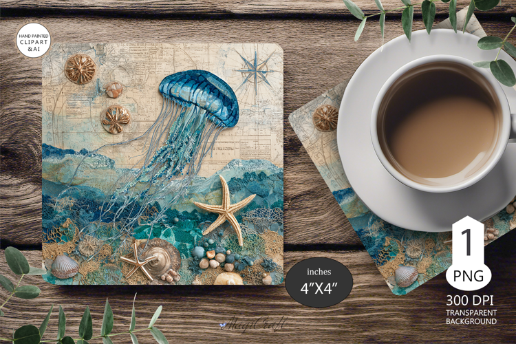 Seashells Mug coaster | Coaster Mug Sublimation | Starfish