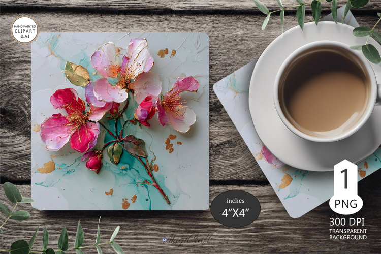 Mug coaster wildflowers| Mug Coaster Sublimation flowers