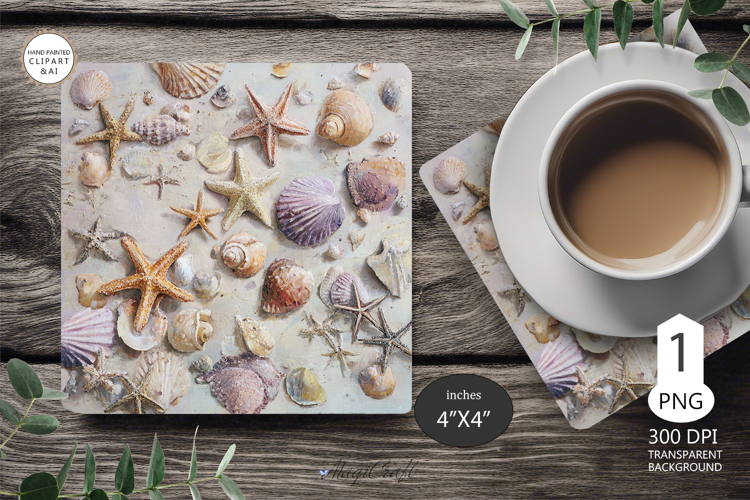 Seashells Mug coaster | Coaster Mug Sublimation | Starfish