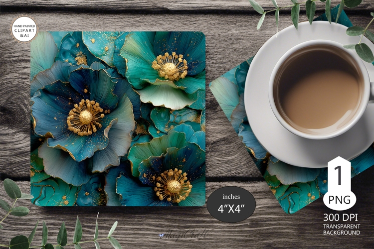 Mug coaster wildflowers| Mug Coaster Sublimation flowers