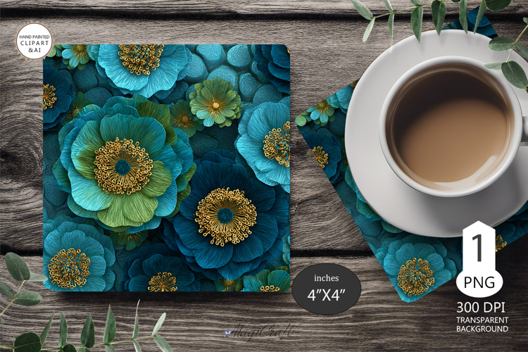 Mug coaster wildflowers| Mug Coaster Sublimation flowers
