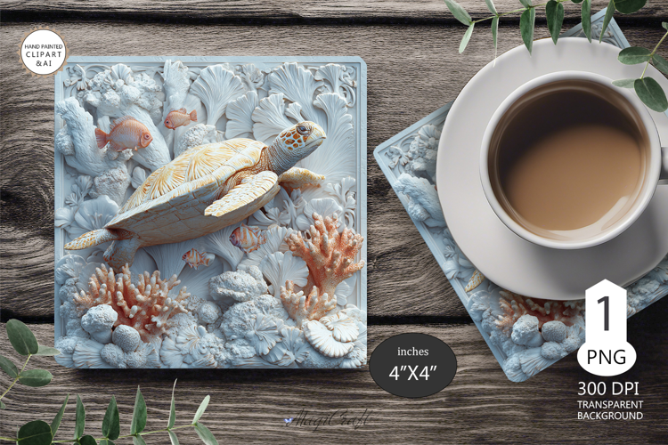 3D Sea turtle Mug coaster | Coaster Mug | underwater world