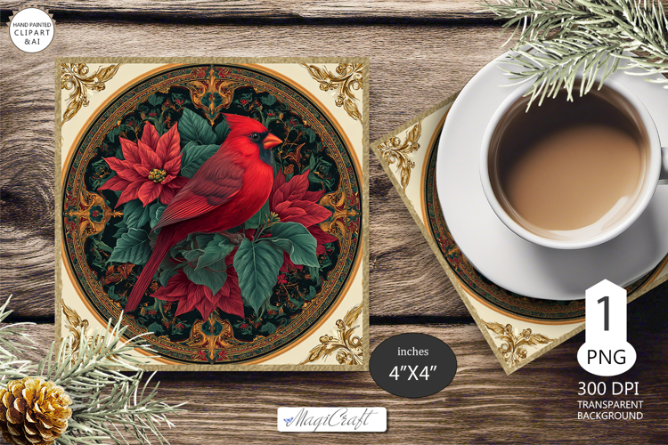 Red Cardinal Christmas Ornament| Round vintage Ornament bird