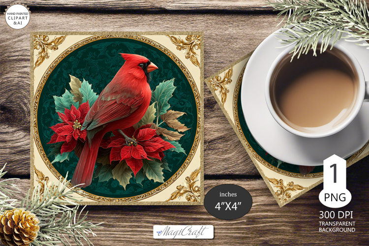 Red Cardinal Christmas Ornament| Round vintage Ornament bird