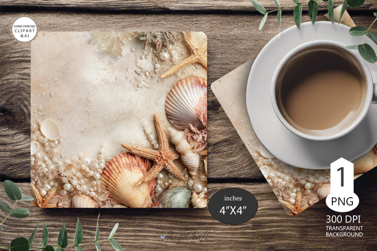 Seashells Mug coaster | Coaster Mug Sublimation | Starfish