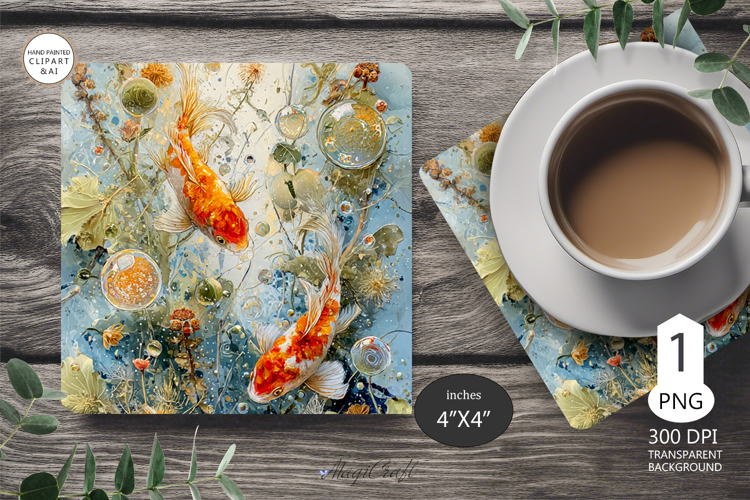 Marine fish Mug coaster| Coaster Mug Sublimation| seashells