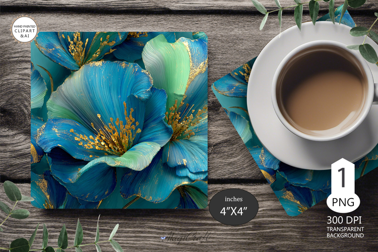 Mug coaster wildflowers| Mug Coaster Sublimation flowers