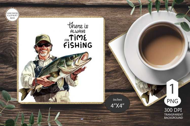 Fishing Mug coaster| Coaster Mug Sublimation| fisherman fish