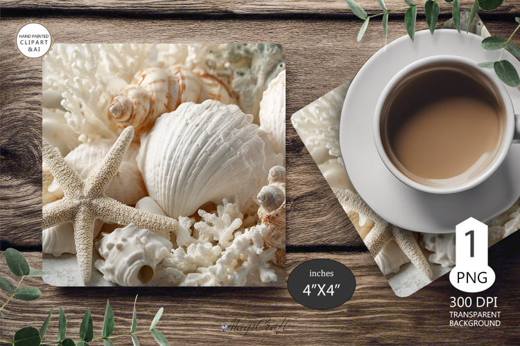 Seashells Mug coaster | Coaster Mug Sublimation | Starfish