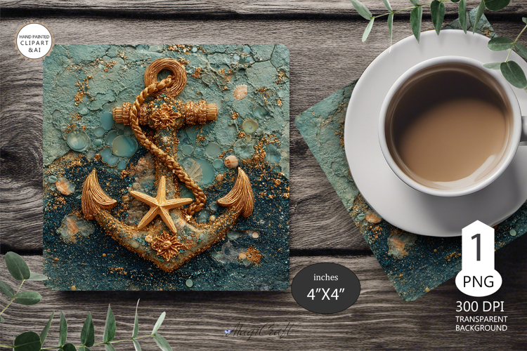 Anchor Mug coaster | Coaster Mug Sublimation | seashells