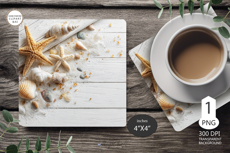Seashells Mug coaster | Coaster Mug Sublimation | Starfish