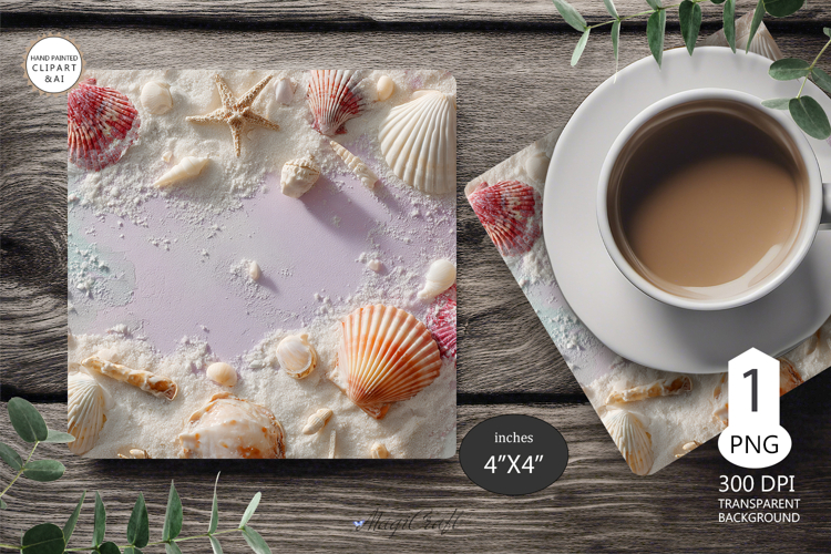 Seashells Mug coaster | Coaster Mug Sublimation | Starfish