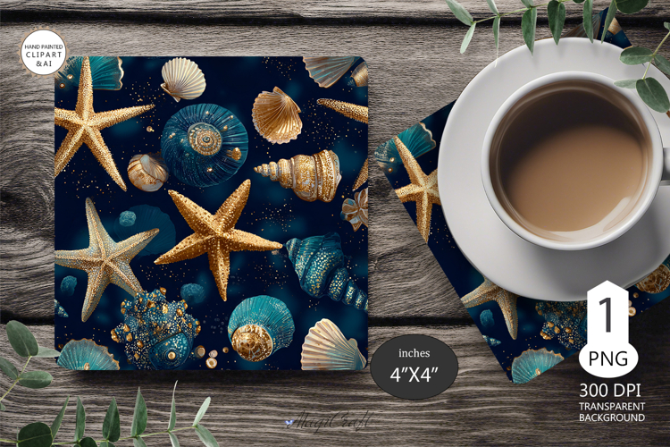 Seashells Mug coaster | Coaster Mug Sublimation | Starfish