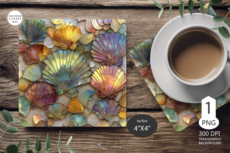 Seashells Mug coaster | Coaster Mug Sublimation | seashells