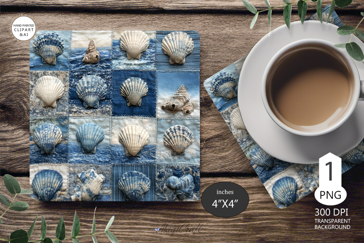 Seashells Mug coaster | Coaster Mug Sublimation | Starfish