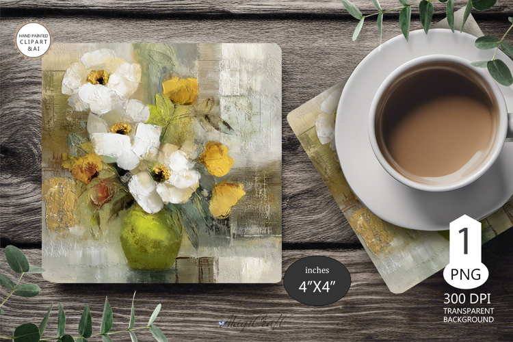 Mug coaster wildflowers| Mug Coaster Sublimation flowers