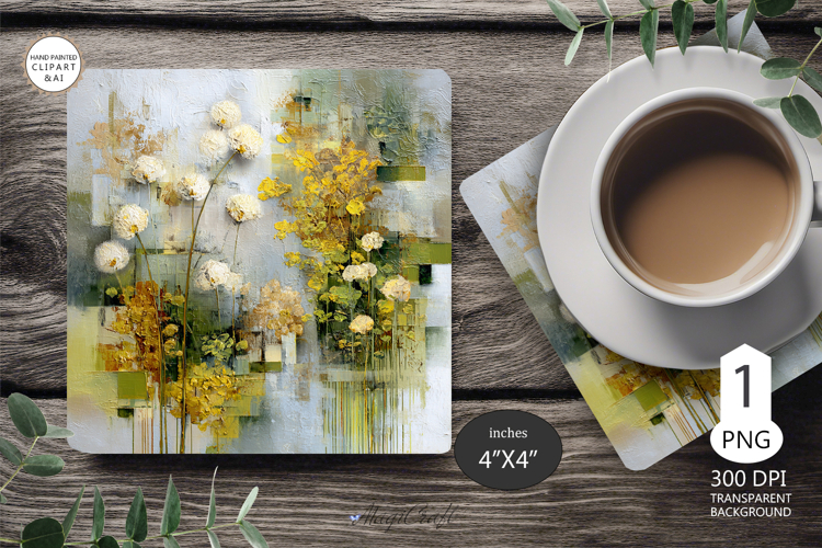 Mug coaster wildflowers| Mug Coaster Sublimation flowers