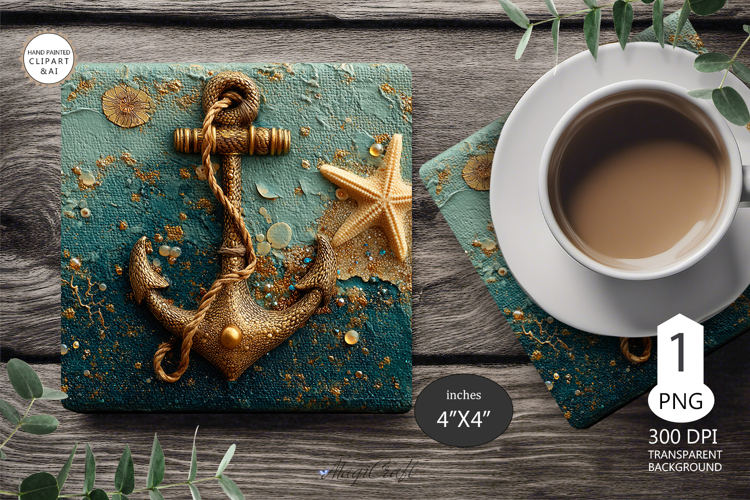 Anchor Mug coaster | Coaster Mug Sublimation | seashells