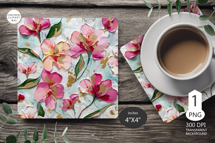 Mug coaster wildflowers| Mug Coaster Sublimation flowers