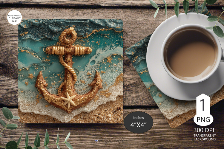 Anchor Mug coaster | Coaster Mug Sublimation | seashells