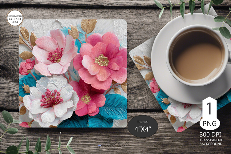 Mug coaster wildflowers| Mug Coaster Sublimation flowers
