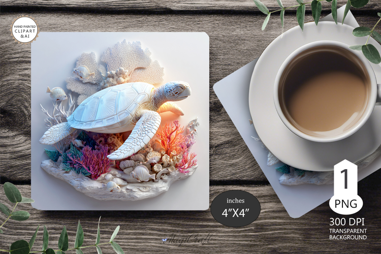 3D Sea turtle Mug coaster | Coaster Mug | underwater world