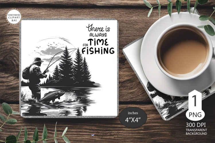 Fishing Mug coaster| Coaster Mug Sublimation| fisherman fish