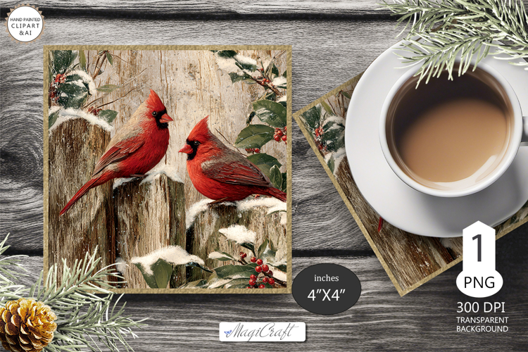 Red Cardinal Christmas Ornament| Round vintage Ornament bird
